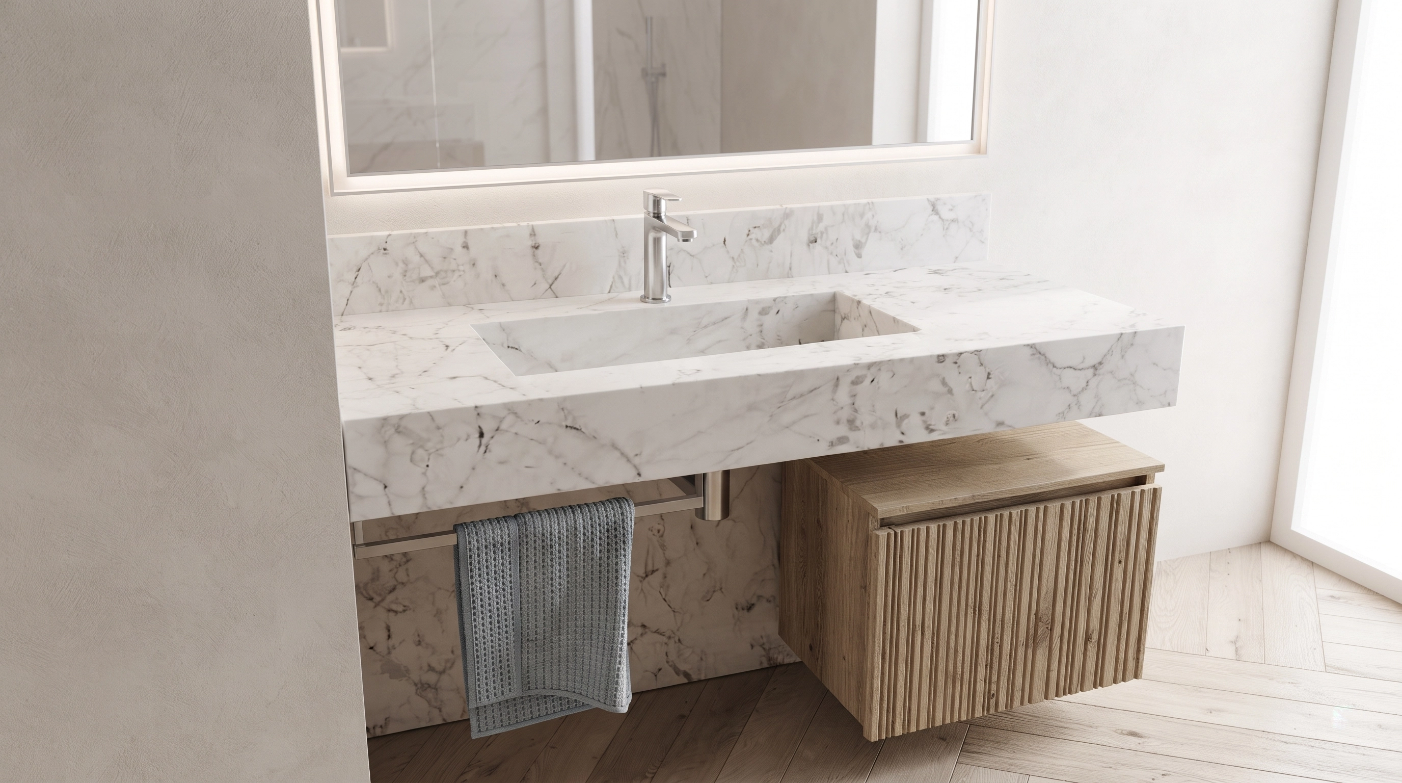 Marble bathroom vanity